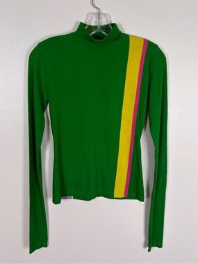 Dressed in Joy Cora Green Turtleneck with Retro Racing Stripe